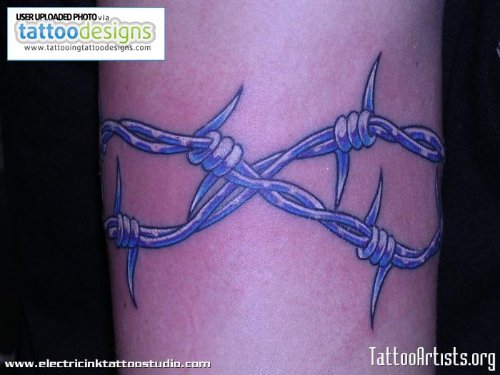 Blue Ink Armband Barbed Wire Tattoo